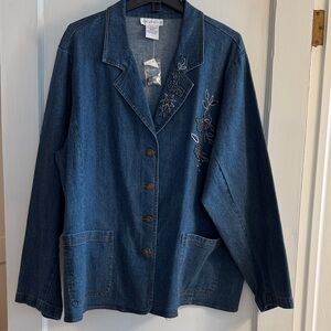 Susan Graver women's beaded denim jean jacket blazer